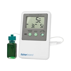 PANTek Technologies Digital Refrigerator / Freezer Thermometer with Alarm Fisherbrand™ Traceable&reg; Fahrenheit / Celsius -58&deg; to +158&deg;F (-50&deg; to +70&deg;C) Bottle Probe Door / Wall Mount Battery Opera
