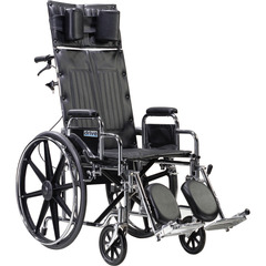 Drive Medical Reclining Wheelchair Sentra Dual Axle Desk Length Arm Swing-Away Elevating Legrest Black Upholstery 22 Inch Seat Width Adult 450 lbs. Weight Capacity, 1/EA