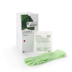 Ansell Surgical Glove GAMMEX Non-Latex PI Green Size 6 Sterile Pair Polyisoprene Extended Cuff Length Smooth Light Green Chemo Tested, 200/CS