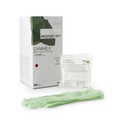 Ansell Surgical Glove GAMMEX Non-Latex PI Green Size 8 Sterile Polyisoprene Standard Cuff Length Micro-Textured Light Green Chemo Tested, 50 EA/BX