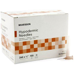 MON1031798BX - McKesson - Hypodermic Needle Without Safety 26 Gauge 1/2 Inch Length, 100/BX