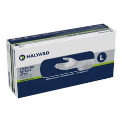 Halyard Exam Glove STERLING-XTRA&reg; Large NonSterile Nitrile Extended Cuff Length Textured Fingertips Gray Chemo Tested, 10/CS