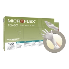 Microflex Medical Exam Glove Soft White Nitrile* Small NonSterile Nitrile Standard Cuff Length Textured Fingertips White Not Rated, 1/BX