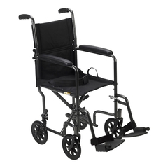 Drive Medical Transport Chair Steel Frame with Silver Vein Finish 250 lbs. Weight Capacity Padded Arm Black Upholstery, 1/EA