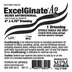 MPM Medical Silver Alginate Dressing ExcelGinate&reg; AG 4 X 4-3/4 Inch Rectangle Sterile, 50/CS