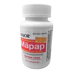 Major Pharmaceuticals Pain Reliever Mapap™ Gelcap Caplet, Rapid Releases 500 mg, 100 per Bottle