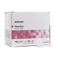 MON1031789BX - McKesson - Hypodermic Needle Without Safety 18 Gauge 1-1/2 Inch Length, 100/BX