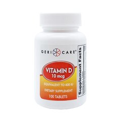 Geri-Care Vitamin D Supplement 400 IU Tablets, 100EA per Bottle