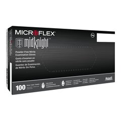 Microflex Medical Exam Glove Midknight Small NonSterile Nitrile Standard Cuff Length Fully Textured Black Not Chemo Approved, 10/CS