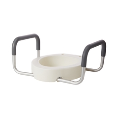 Drive Medical Elongated Raised Toilet Seat with Arms Premium 3-1/2 Inch Height White 300 lbs. Weight Capacity, 1/EA