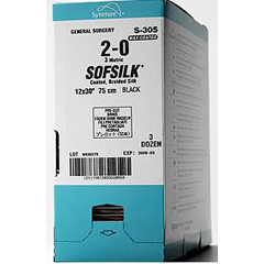 Covidien Nonabsorbable Suture with Needle Sofsilk™ Silk SS-14 1/4 Circle Spatula Needle Size 6 - 0 Braided