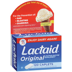Johnson & Johnson Dietary Supplement Lactaid Original Lactase Enzyme 3300 IU Strength Caplet 120 per Box Unflavored, 24 EA/CS