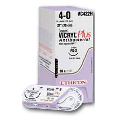 J & J Healthcare Systems Absorbable Suture with Needle Coated Vicryl™ Plus Polyglactin 910 CT-2 1/2 Circle Taper Point Needle Size 2 - 0 Braided