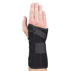 Medical Specialties Wrist Brace Wrist Lacer Aluminum / Felt / Suede Right Hand Black Medium
