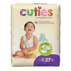 First Quality Cuties&reg; Diapers, Over 27 lbs. Size 5, 27 EA/PK