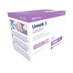 Owen Mumford Safety Lancet Unistik&reg; 3 Comfort Fixed Depth Lancet Needle 1.8 mm Depth 28 Gauge, 50EA/BX