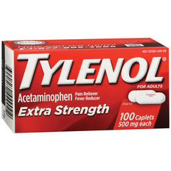 Johnson & Johnson Pain Relief Tylenol&reg; 500 mg Strength Acetaminophen Caplet 100 per Box, 48BX/CS
