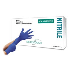 Ansell Micro-Touch&reg; Nitrile NonSterile Blue Powder Free Nitrile Ambidextrous Textured Fingertips Chemo Tested Small