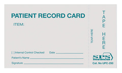 SPS Medical Supply Sterilization Record Card Steam / EO Gas / Gas Plasma