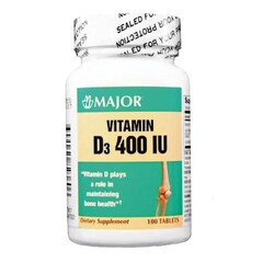 Major Pharmaceuticals Vitamin Supplement Major Vitamin D3 400 IU Strength Tablet 100 per Bottle