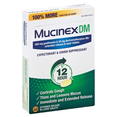 Reckitt Benckiser Cough Relief Mucinex&reg; DM Tablet 600 mg/ 30 mg 40 per Bottle (1274802)