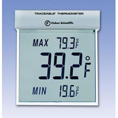 PANTek Technologies Digital Thermometer Fisherbrand Traceable Big-Digit See-Thru Celsius -25&deg; to +70&deg;C Internal Sensor Window / Wall Mount Battery Operated, 1 Each