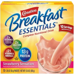 Nestle Healthcare Nutrition Oral Supplement Carnation Breakfast Essentials&reg; Strawberry Sensation 36 Gram Individual Packet Powder, 10/BX, 6BX/CS