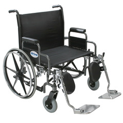 Drive Medical Bariatric Wheelchair Sentra Heavy Duty Full Length Arm Elevating Legrest Black Upholstery 24 Inch Seat Width Adult 500 lbs. Weight Capacity, 1/EA