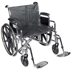 Drive Medical Bariatric Wheelchair Sentra EC Heavy Duty Dual Axle Full Length Arm Elevating Legrest Black Upholstery 24 Inch Seat Width Adult 450 lbs. Weight Capacity, 1/EA