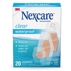3M Adhesive Strip Nexcare 7/8 X 1-1/16 Inch / 1-1/4 X 2-1/2 Inch / 1-1/16 X 2-1/4 Inch Plastic Rectangle Sheer Sterile, 20/BX