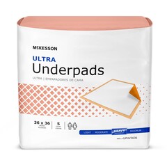 McKesson Ultra Heavy Absorbency Underpads, 36 X 36 Inch, 5/BG