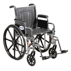 Drive Medical Bariatric Wheelchair Sentra EC Heavy Duty Dual Axle Desk Length Arm Swing-Away Footrest Black Upholstery 20 Inch Seat Width Adult 450 lbs. Weight Capacity, 1/EA