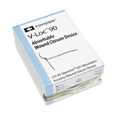 Covidien Absorbable Suture with Needle V-Loc™ 90 Wound Closure Device Polyester P-12 3/8 Circle Precision Reverse Cutting Needle Size 3 - 0 Barbed Monofilament