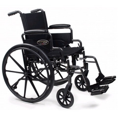 GF Health Lightweight Wheelchair Traveler&reg; L4 High Strength Dual Axle Desk Length Arm Swing-Away Footrest Black Upholstery 18 Inch Seat Width Adult 250 lbs. Weight Capacity, 1/EA