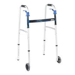 Drive Medical Dual Release Folding Walker Adjustable Height Aluminum Frame 350 lbs. Weight Capacity 32 to 39 Inch Height, 1/EA
