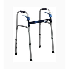 Drive Medical Dual Release Folding Walker with Wheels Adjustable Height Deluxe Aluminum Frame 350 lbs. Weight Capacity 26 to 33-1/2 Inch Height, 4/CS