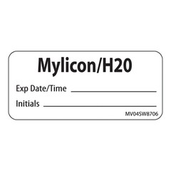 Precision Dynamic Drug Label PDC&reg; Anesthesia Label Mylicon/H20 ExpDate/Time_ Initials_ White 1 X 2-1/4 Inch, 1/RL