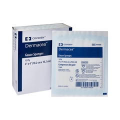 Cardinal Health Gauze Sponge Dermacea&reg; 100% Cotton Gauze 12-Ply 4 X 4 Inch Square, 2/PK 25PK/BX 24BX/CS