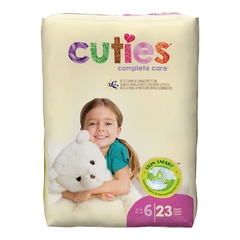 First Quality Cuties&reg; Diapers, Over 35 lbs. Size 6, 23EA/PK