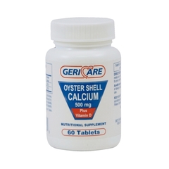 Geri-Care Calcium with Vitamin D Supplement 500 mg Strength Tablet 60 per Bottle, 12 EA/CS