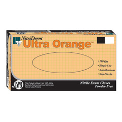 Innovative Healthcare Corporation Exam Glove NitriDerm Ultra Orange Medium NonSterile Nitrile Standard Cuff Length Fully Textured Orange Fentanyl Tested, 100/BX