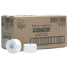 MON781035EA - Johnson & Johnson - Athletic Tape Coach Porous Cotton 1-1/2" x 15 Yard White NonSterile, 1/EA