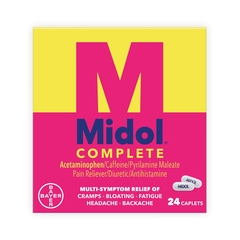 Bayer Pain Relief Midol Complete 500 mg / 60 mg / 15 mg Strength Caplet 24 per Box, 24 EA/BX