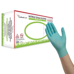 Cardinal Health Exam Glove ESTEEM Stretch Large NonSterile Nitrile Standard Cuff Length Textured Fingertips Teal Chemo Tested, 150/BX