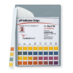 Cardinal Health pH Indicator Strips, pH range 0 to 14 - 1.0 sensitivity -4 test fields, 100EA/PK