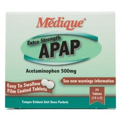 Medique Products Pain Relief APAP Extra Strength 500 mg Strength Acetaminophen Unit Dose Tablet 12 per Box, 600/CS