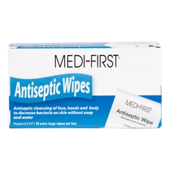 Medique Products Sanitizing Skin Wipe Medi-First Individual Packet BZK (Benzalkonium Chloride) Scented 20 Count, 400/CS