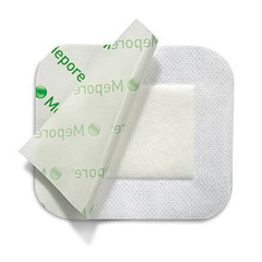 MON324384EA - Molnlycke Healthcare - Adhesive Dressing Mepore 3.6 x 4 Viscose Nonwoven Coated with a Polymer Layer Square White Sterile