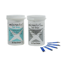 Cambridge Sensors USA Blood Glucose Test Strips Microdot 50 Strips per Box Strip contains the enzyme glucose dehydrogenase For Microdot Meters, 7500 EA/CS