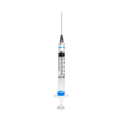 Sol-Millennium Medical Syringe with Hypodermic Needle Sol-Care 3 mL 22 Gauge 1-1/2 Inch Detachable Needle Retractable Needle